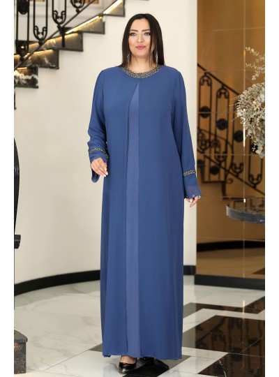 Sultan Tesettür Abiye Elbise - İndigo